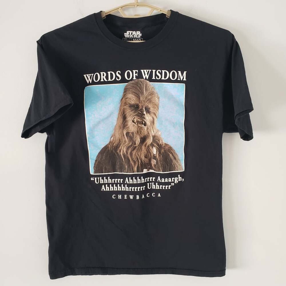 Star Wars Chewbacca Words of Wisdom Men's Graphic Black Tee T-Shirt Men's L
